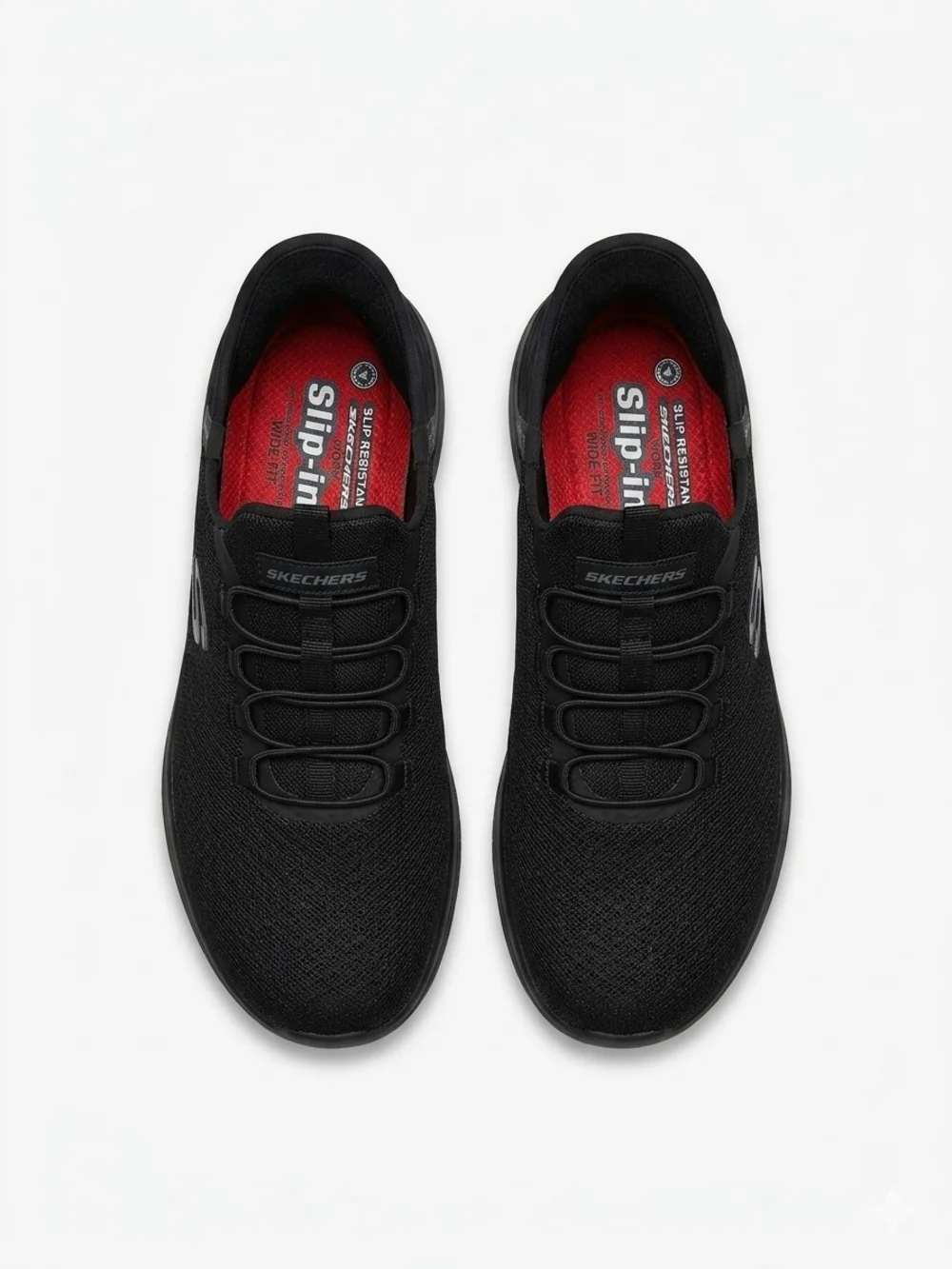 Skechers Black Knit Slip-On Athletic Sneakers with Red Insole - Picture 2 of 3